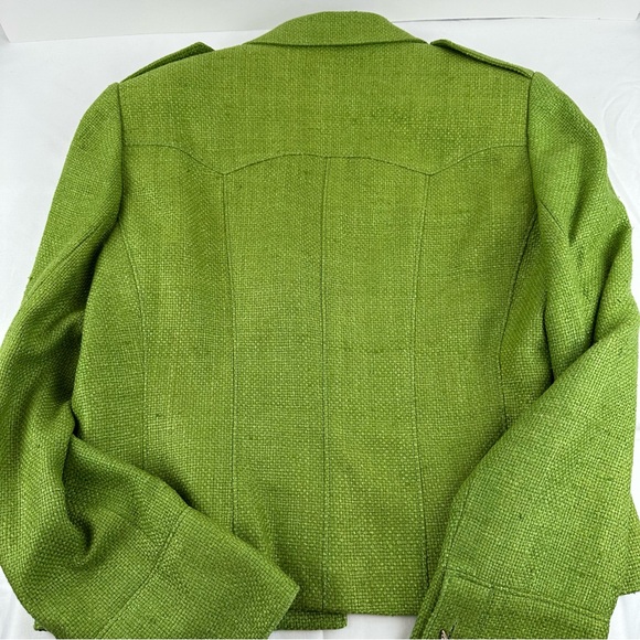 Carlisle Vintage Green 100% Silk Tweed Lined Jacket with Rhinestone Buttons - Picture 10 of 10